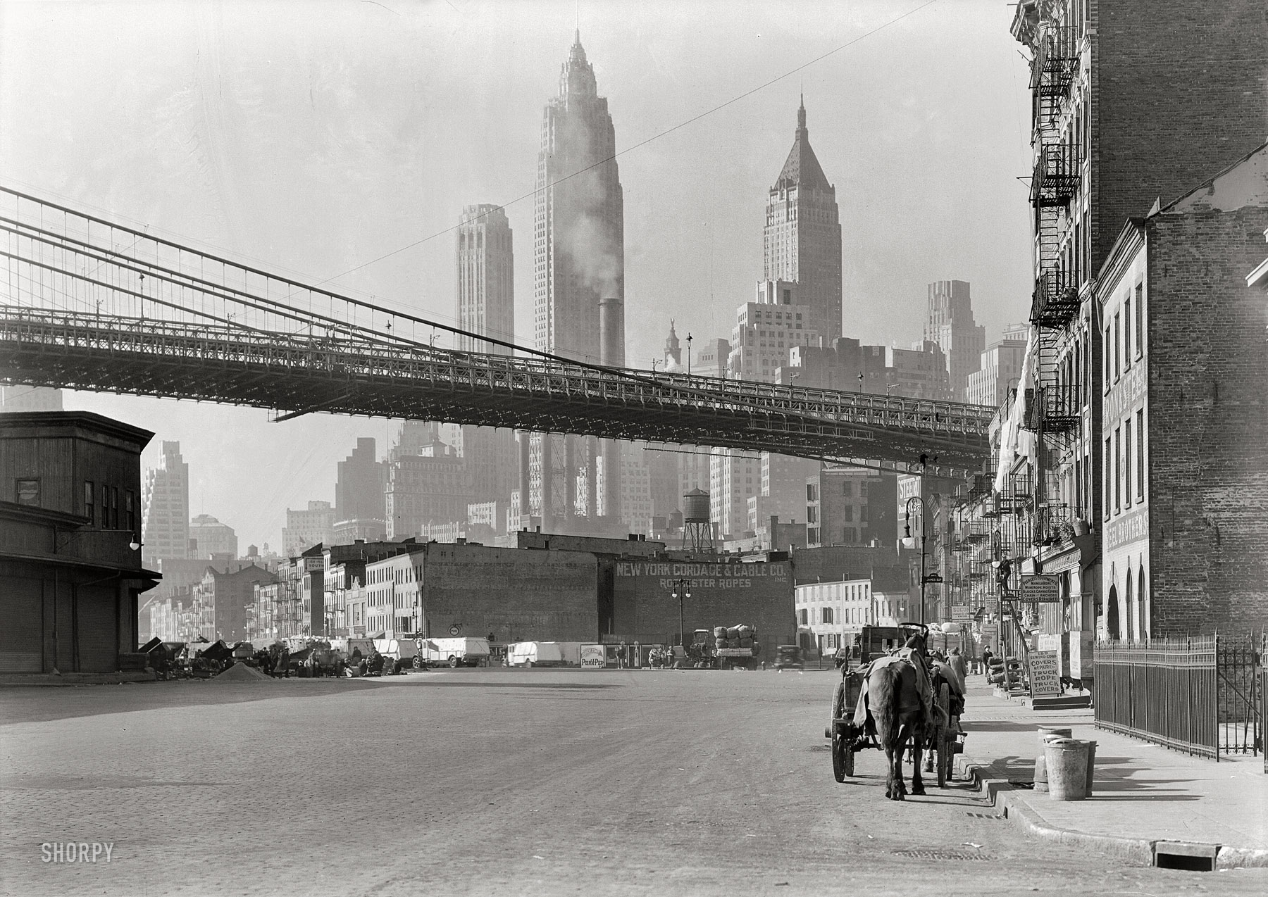 November 28, 1933. "New York City views. Looking down South Street." 5x7 safety negative by Gottscho-Schleisner. View full size.