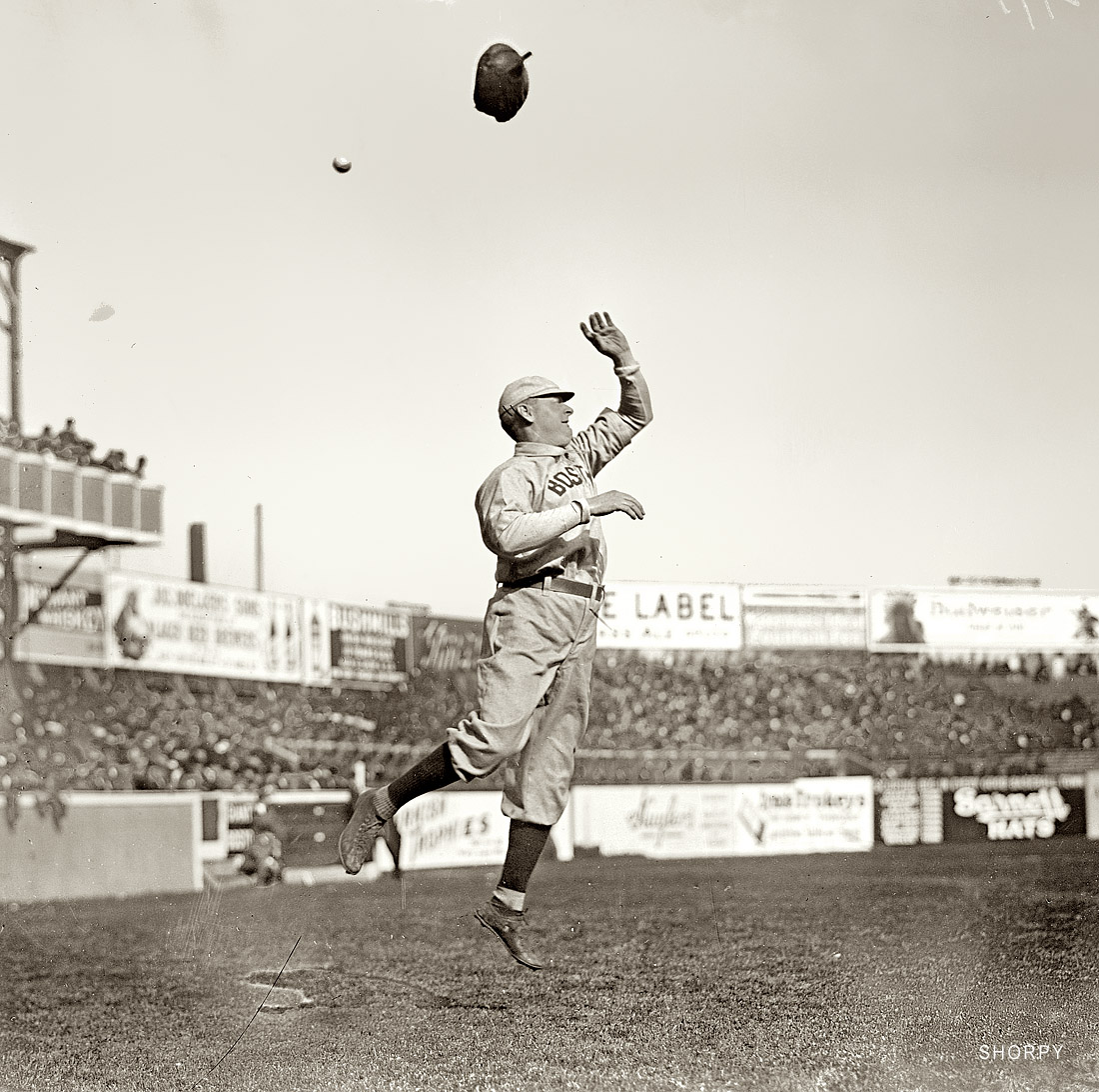 April 21, 1910. Boston Nationals (Braves) manager Fred Lake does it the hard way. View full size. 5x7 glass negative, George Grantham Bain Collection.
