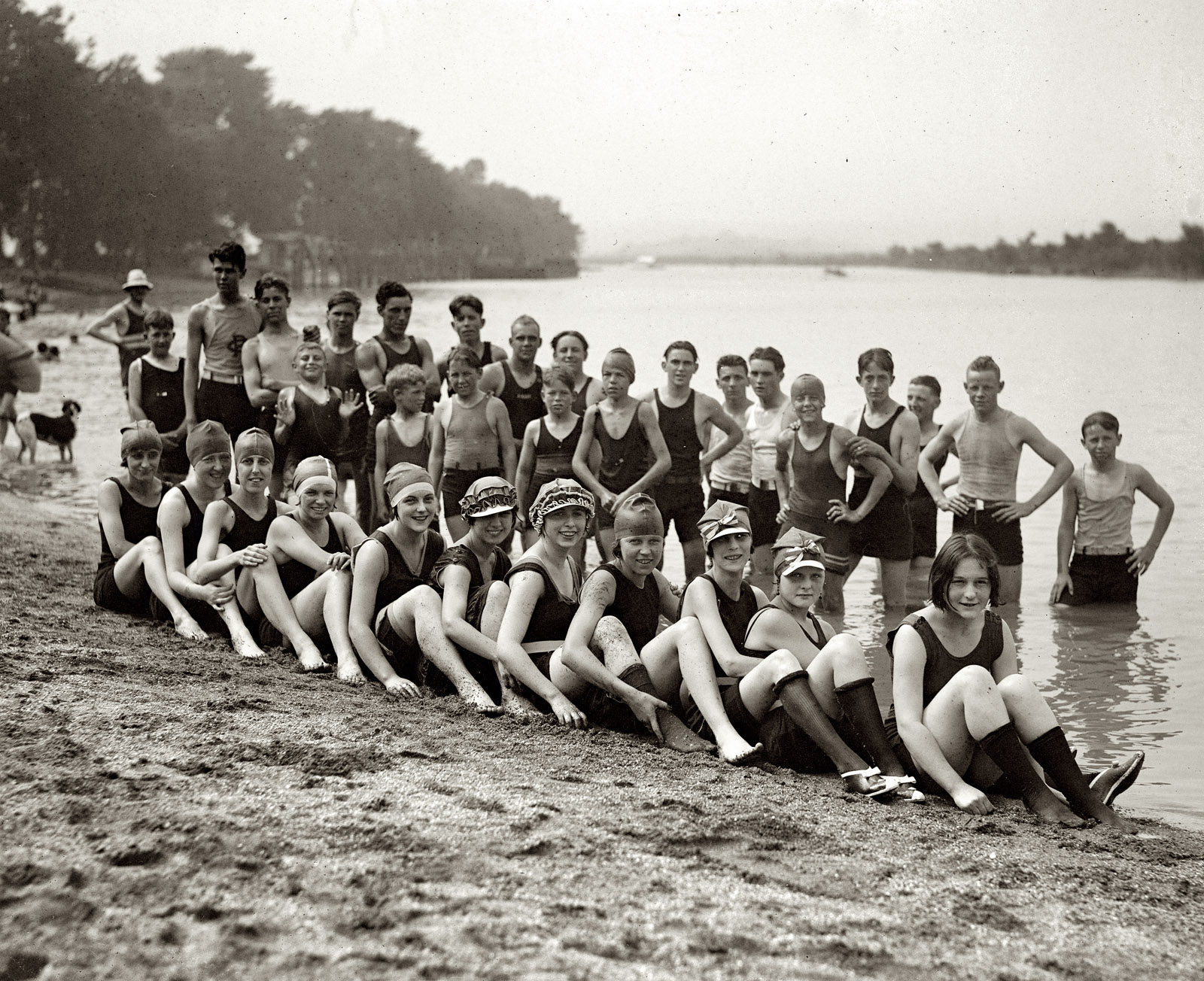June 16, 1923. Washington, D.C. "Arlington bathing beach." View full size. National Photo Company Collection glass negative.