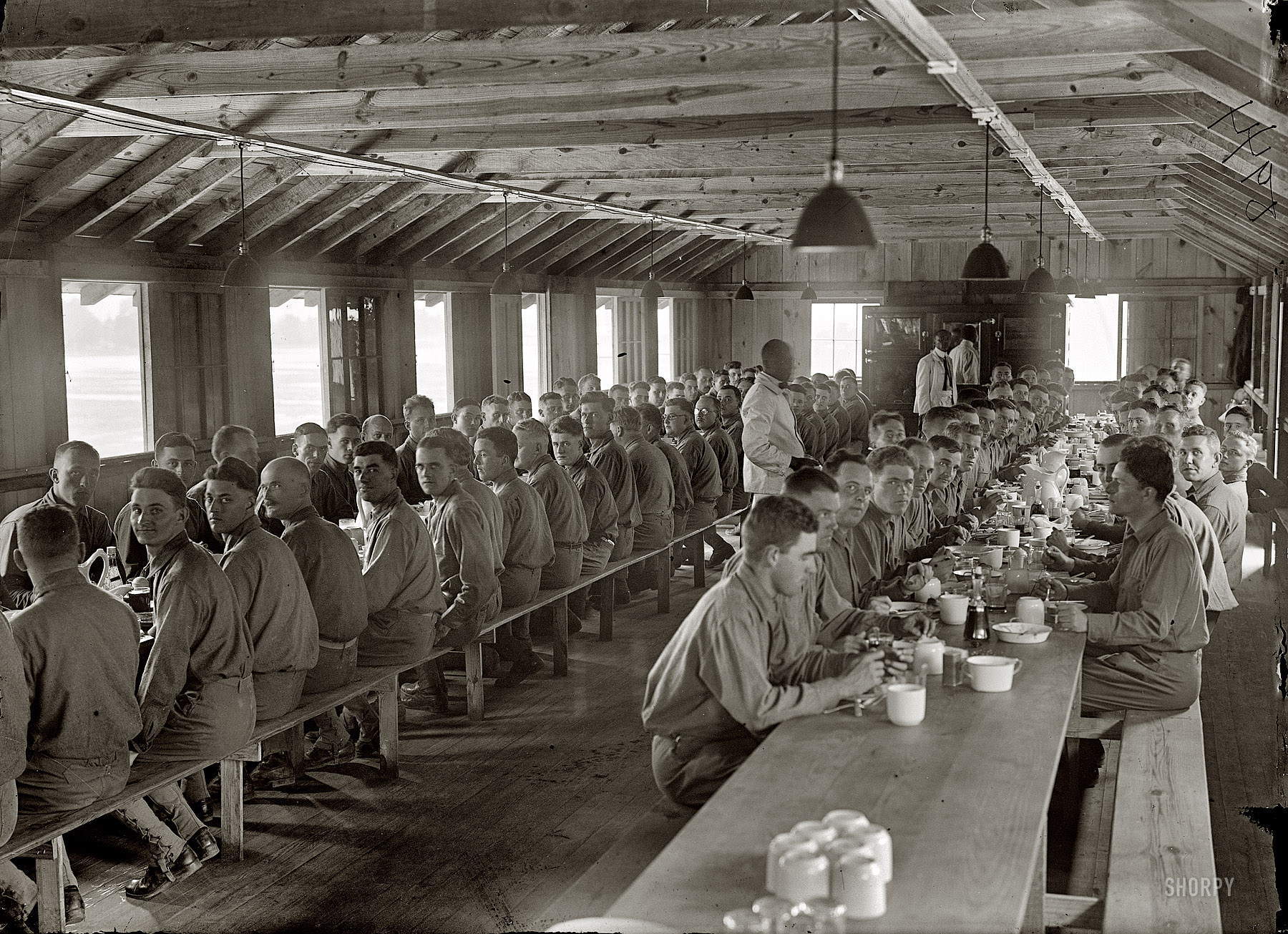 Arlington, Virginia, 1917. "Fort Myer officers' training camp mess." Harris & Ewing Collection glass negative, Library of Congress. View full size.