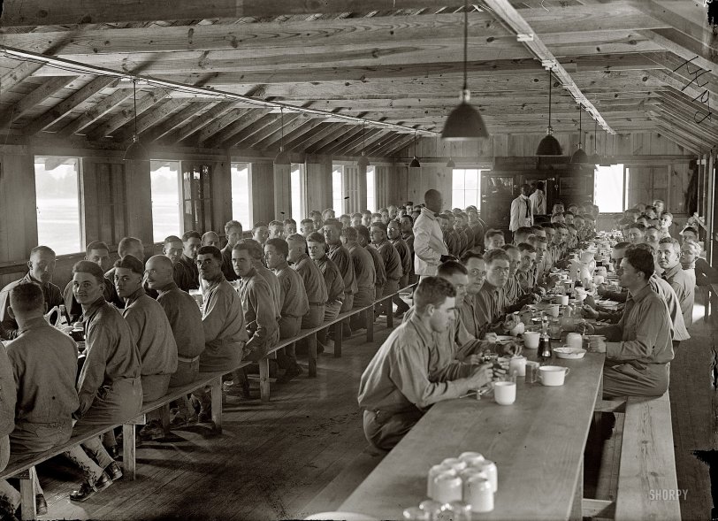 Arlington, Virginia, 1917. "Fort Myer officers' training camp mess." Harris &amp; Ewing Collection glass negative, Library of Congress. View full size.
