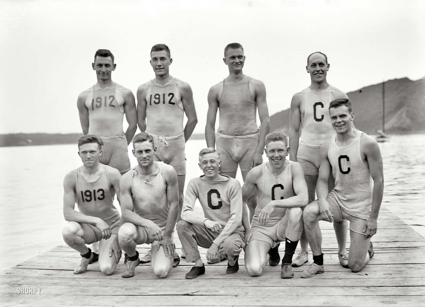June 18, 1911. Poughkeepsie, New York. "Cornell Varsity rowers." 5x7 glass negative, George Grantham Bain Collection. View full size.