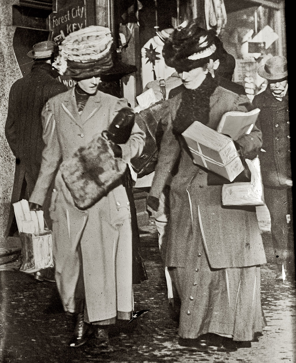 Christmas shoppers in New York City. Photo from the Bain News Service collection, between 1910 and 1915. View full size.