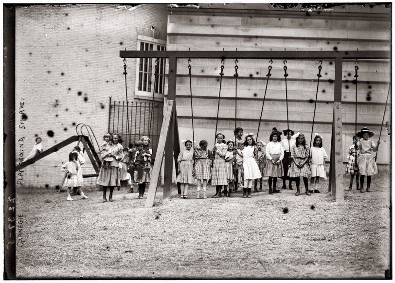Carnegie Playground, Fifth Avenue, New York. Circa 1910. View full size. 5x7 glass negative, George Grantham Bain Collection, Library of Congress.