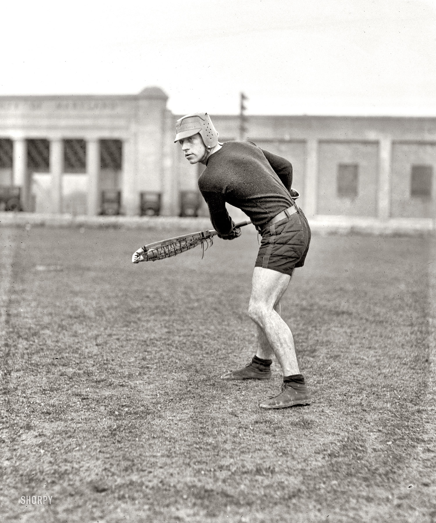 1924. "Lewis, Maryland Agricultural College." Gomer Lewis, University of Maryland lacrosse star. National Photo Co. glass negative. View full size.