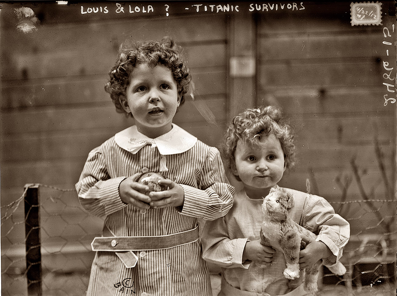 April 22, 1912. Our second look at Lolo (Michel) and Edmond Navratil, survivors of the Titanic disaster whose father went down with the ship. View full size. Lolo, the last remaining male survivor of the Titanic sinking, died in 2001.