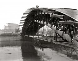 Washington, D.C., circa 1930. "Construction of Memorial Bridge over Potomac River." Acetate negative by Theodor Horydczak. View full size.