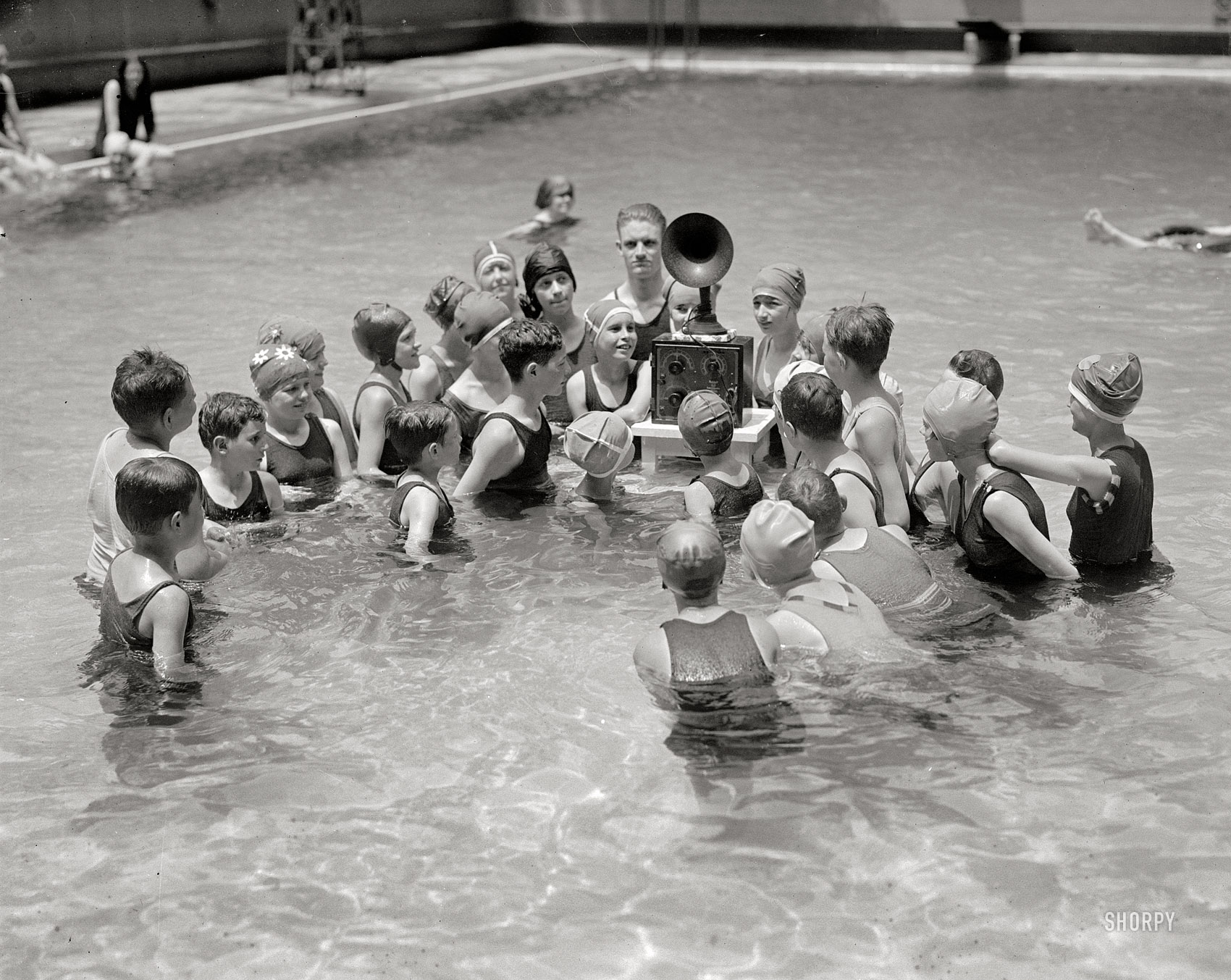 July 10, 1924. Washington, D.C. "Radio at Wardman Park Hotel pool" -- 85 years ago today. National Photo Company Collection glass negative. View full size.