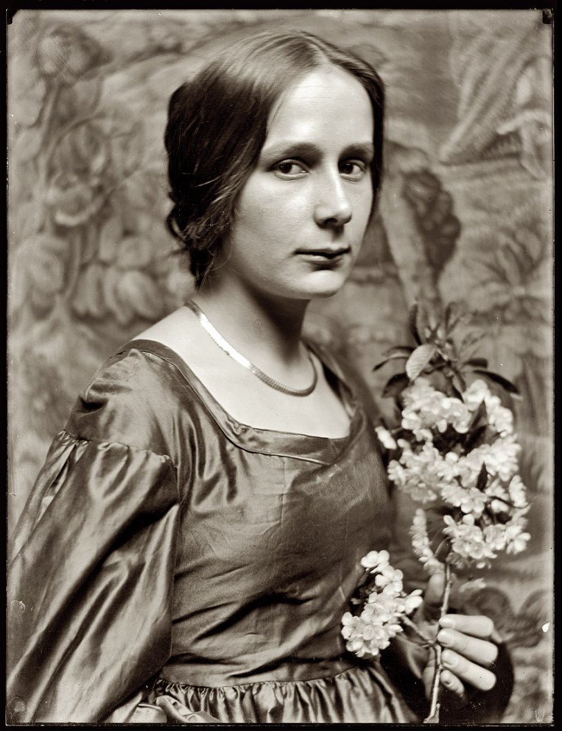 New York, 1896. Cornelia Montgomery in a studio portrait by  Gertrude Käsebier (1852-1934). 8x10 inch dry plate glass negative. View full size.