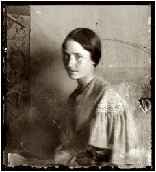 Gertrude Käsebier, daughter of the photographer, at Crecy en Brie, France, in 1894. View full size. 8x10 glass negative by Gertrude Käsebier.