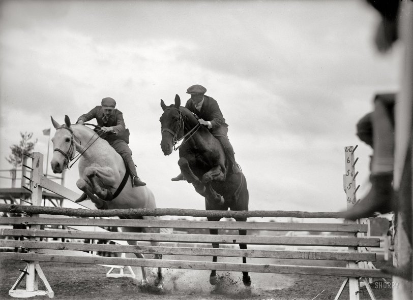 Washington, D.C., or vicinity. "Horse shows, miscellaneous, 1919. Unidentified jumpers." Harris &amp; Ewing Collection glass negative. View full size.
