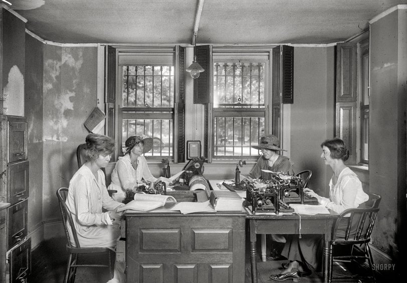 Washington, D.C., 1919. "Woman suffrage. National Woman's Party, interior." Harris &amp; Ewing Collection glass negative. View full size.
