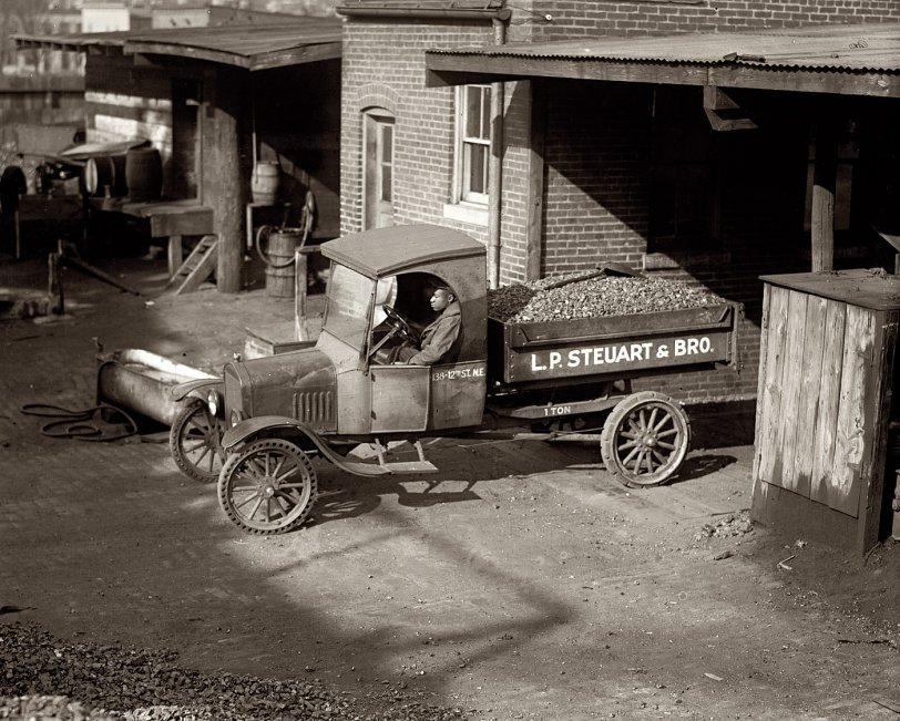 1924. "Ford Motor Co. (L.P. Steuart &amp; Bro.)." Our third entry in National Photo's Fords-in-Washington series -- a coal delivery truck at the L.P. Steuart depot, 138 12th Street NE. View full size. National Photo Company glass negative.
