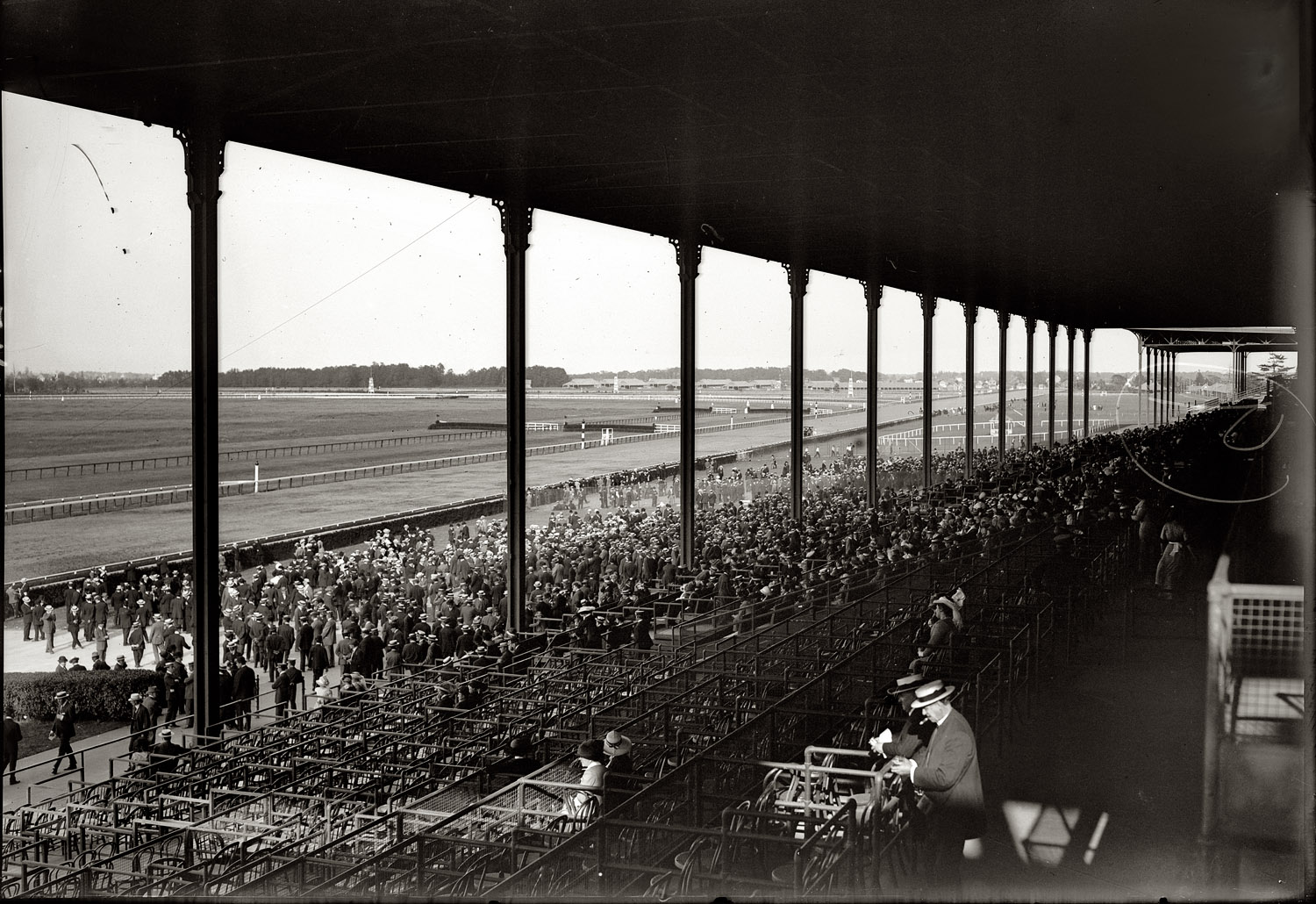 June 1913. Grandstand at Belmont Park. View full size. G.G. Bain Collection.