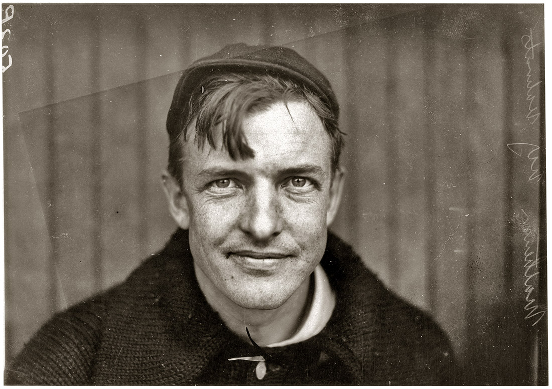 New York Giants pitcher Christy Mathewson. December 14, 1910. View full size. Gelatin silver print by Paul Thompson, one in a series of photos taken in the off-season for American Tobacco Co. trading cards.