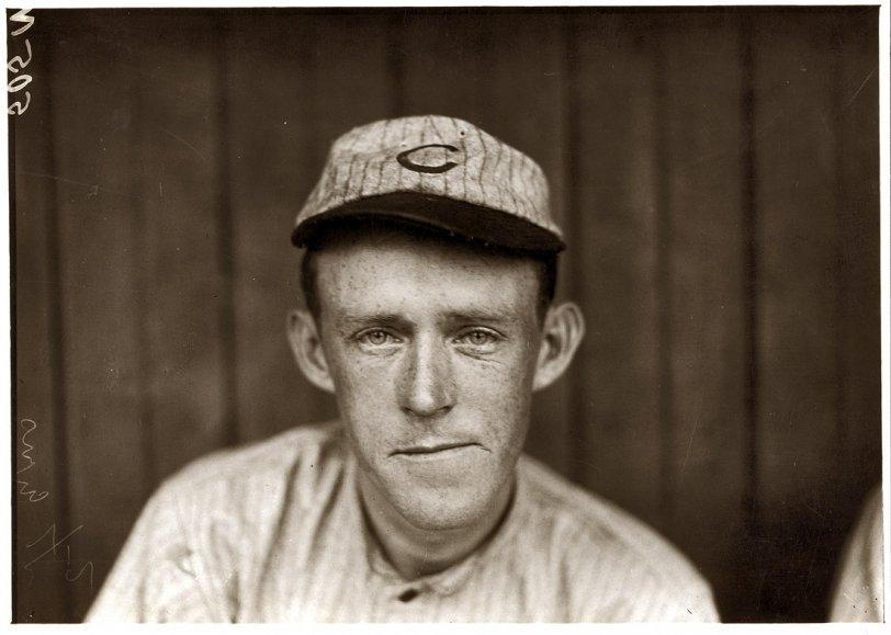 Chicago Cubs second baseman Johnny Evers. December 16, 1910.  Gelatin silver print by Paul Thompson. View full size.