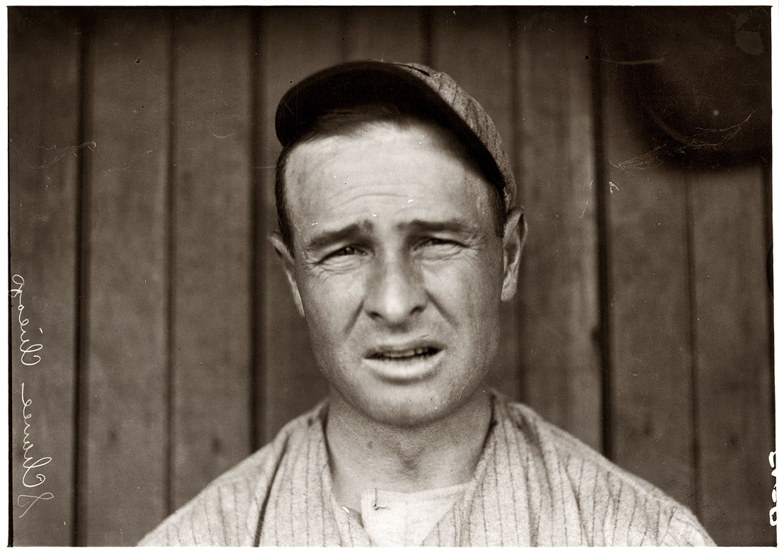 Chicago Cubs first baseman Frank Chance. December 16, 1910.  View full size. Gelatin silver print by Paul Thompson.