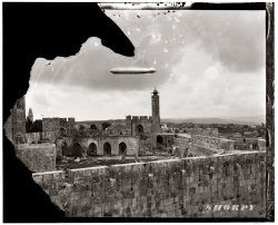 Graf Zeppelin over the Tower of David, Jerusalem. April 11, 1931. View full size. American Colony Photo Dept. Visit the Shorpy Zeppelin Hangar.