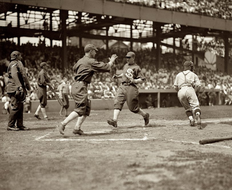 The White Sox in Washington playing the Senators. "Schalk &amp; Mostil, Chicago, 1925." View full size. National Photo Company Collection glass negative.
