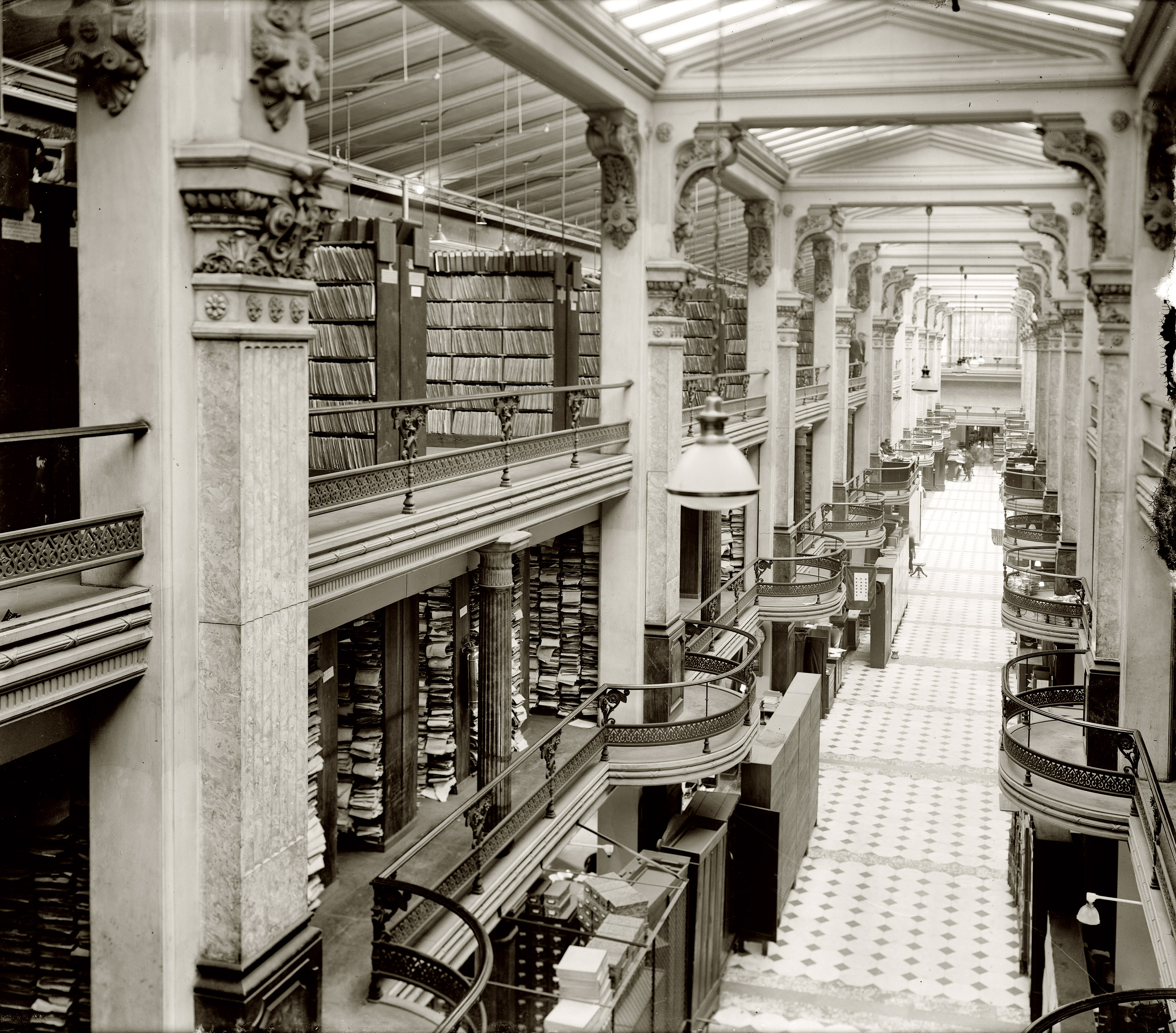 "Interior, Patent Office," circa 1918. Harris & Ewing. View full size.