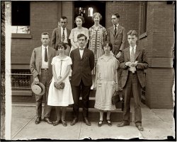 August 17, 1925. "Students of George Washington University in brain test." National Photo Company Collection glass negative. View full size.