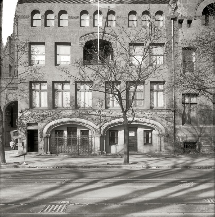 Washington, D.C., 1925. "Brazilian Embassy, Henry Adams House, 1603 H Street N.W." In the late 1920s the house was razed and replaced by the Hay-Adams Hotel. Harris &amp; Ewing Collection glass negative. View full size.
