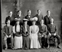 Washington, D.C., circa 1910. A class portrait titled "no caption." Anyone here look familiar? Harris & Ewing Collection glass negative. View full size.