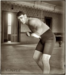 November 24, 1913. The boxer Carl Morris, 6-foot-4 heavyweight from Oklahoma. Glass negative, George Grantham Bain Collection. View full size.