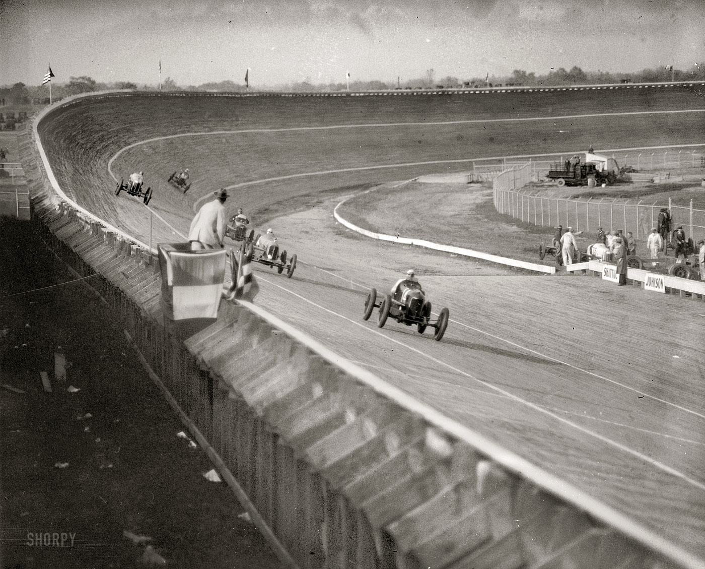 July 11, 1925. Another look at the lineup on Laurel Speedway's board track. National Photo Company Collection glass negative. View full size.