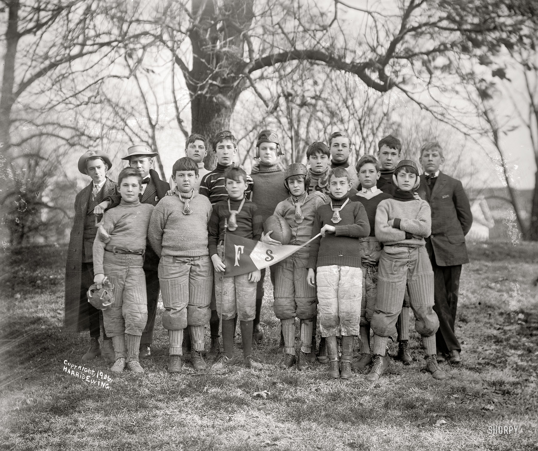 1906. "Friends School football." Junior varsity team at the Sidwell Friends School in Washington, D.C. Harris & Ewing Collection glass negative. View full size.