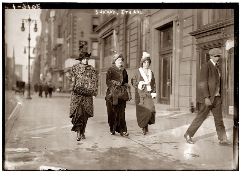 Photo of: Fifth Avenue Sunday: 1913 -- Sunday strollers on New York's Fifth Avenue circa 1913. View full size. 5x7 glass negative, George Grantham Bain Collection.