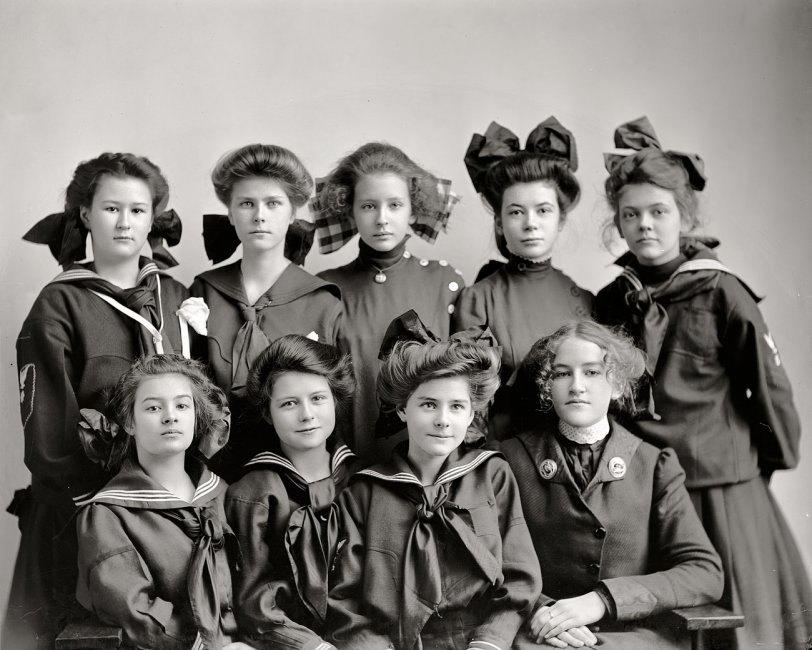 Washington, D.C., circa 1905. "Gunston Hall preparatory dept." Early approaches to prep-school bling. Harris &amp; Ewing Collection glass negative. View full size.
