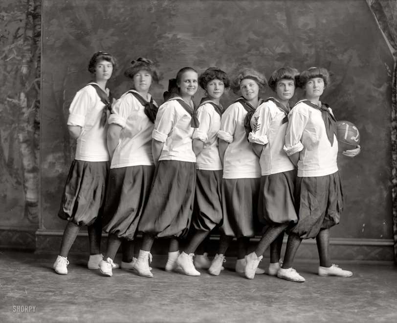 Washington, D.C. "Madeira School group." The Class of 1912 had that Gibson Girl thang goin' on. Harris &amp; Ewing Collection glass negative. View full size.
