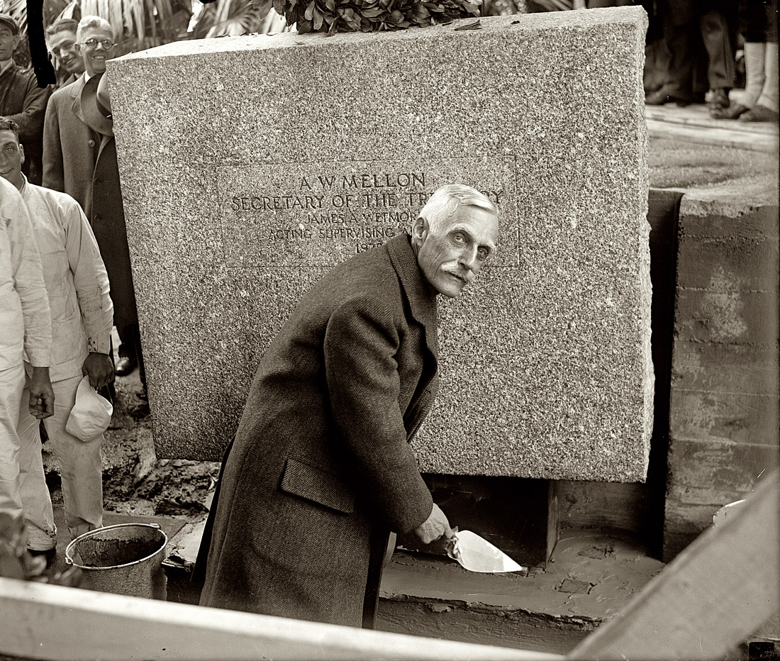 May 20, 1929. Washington, D.C. "Secretary Mellon laying cornerstone of Internal Revenue building." View full size. National Photo Company Collection.