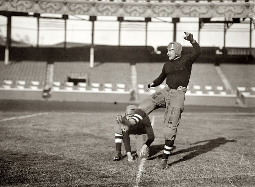 Photo of: Clarke and Norcross: 1914 -- October 1914. Clarke and Norcross of Brown University at the Polo Grounds, where they got stomped by Cornell. View full size. G.G. Bain Collection.