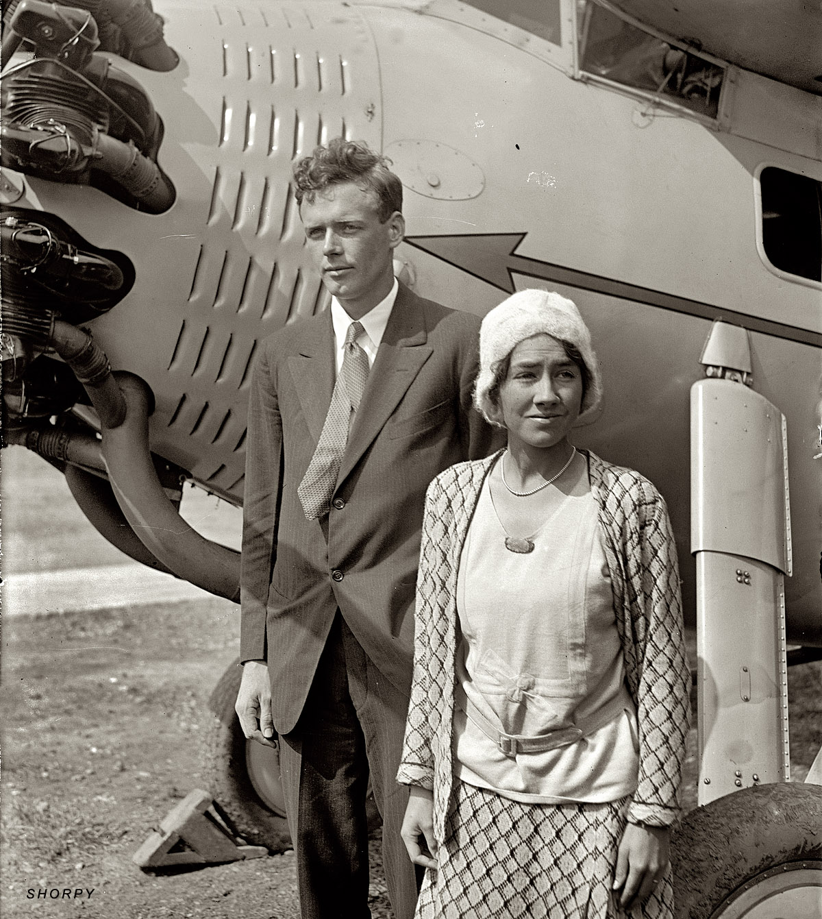 September 18, 1929. "Lindbergh & wife." Charles and Anne Morrow Lindbergh, four months after they married. National Photo glass negative. View full size.