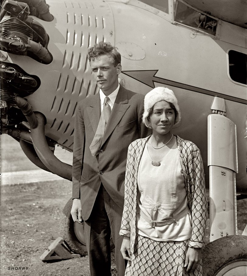 September 18, 1929. "Lindbergh &amp; wife." Charles and Anne Morrow Lindbergh, four months after they married. National Photo glass negative. View full size.
