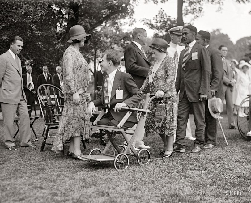 June 27, 1929. "President and Mrs. Hoover greeting their guests at White House reception for veterans." National Photo Company glass negative. View full size.
