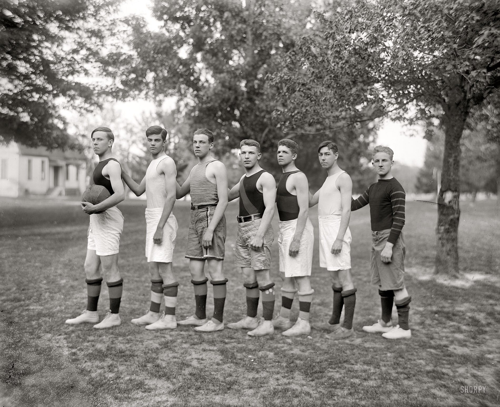 St. Mary's County, Maryland, circa 1920. "Charlotte Hall Military Academy basketball." Harris & Ewing Collection glass negative. View full size.