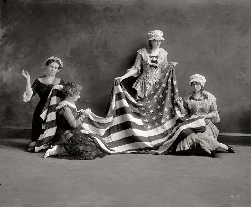 Washington, D.C., circa 1915. "Birth of the American flag."  View full size.
