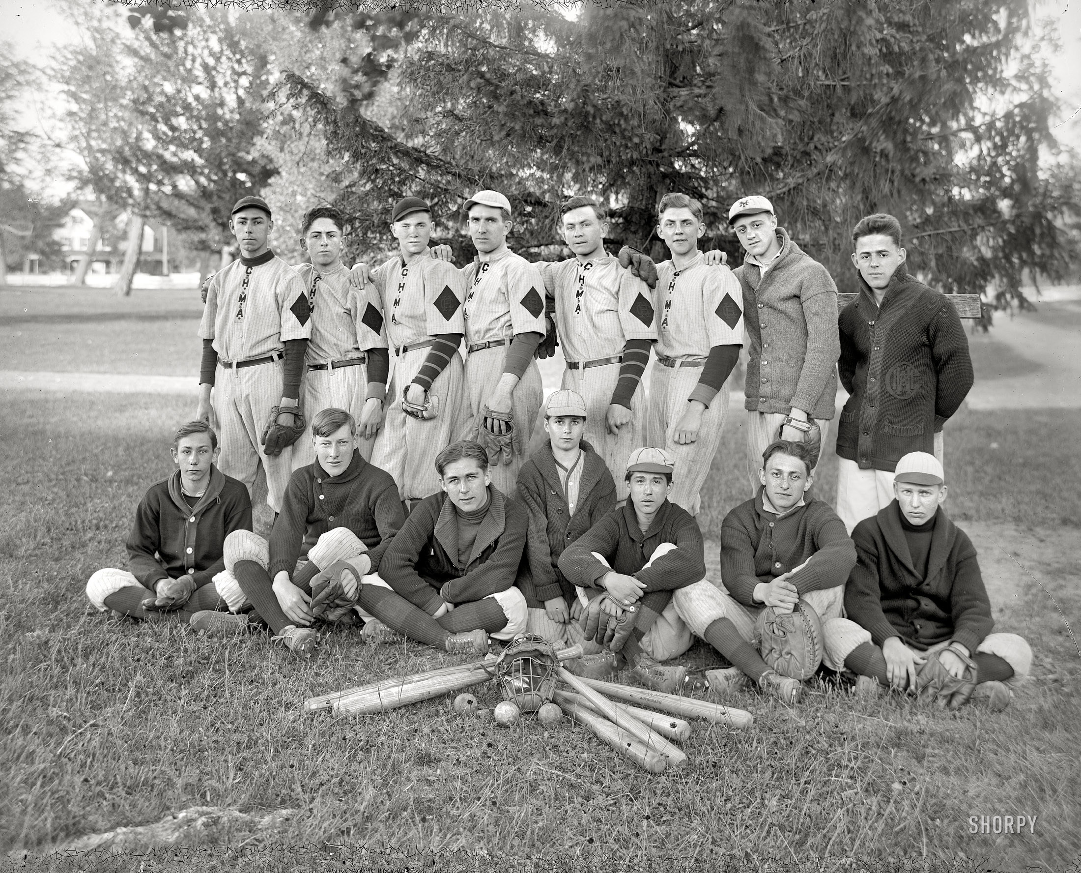 St. Mary's County, Maryland, circa 1920. "Charlotte Hall Military Academy baseball." Harris & Ewing Collection glass negative. View full size.