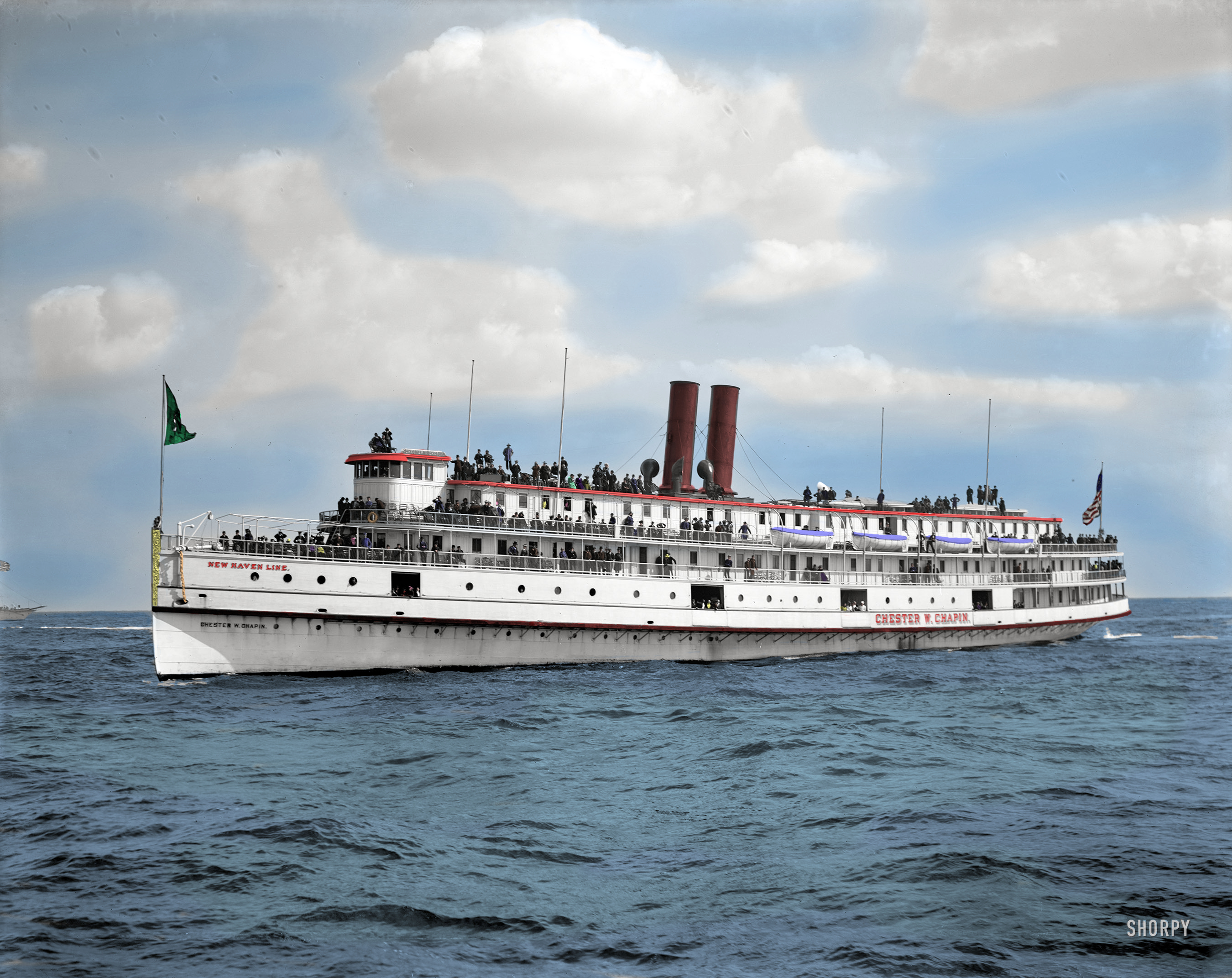 New York, America's cup race 1901. I enjoyed colorizing this pic, for that matter all my pics. Shorpy does a fantasic job in bringing the past to us, thank you so much. View full size.