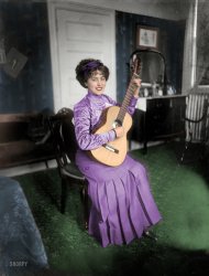 Colorized from this Shorpy original. 1910 New York; Elvira De Hildalgo, opera singer. View full size.
(Colorized Photos)