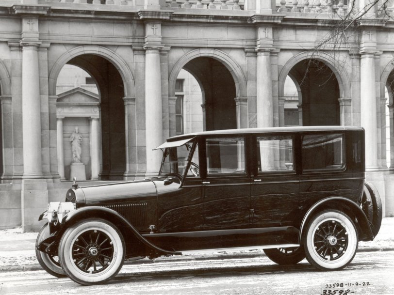 "While extremely well-built, Lincoln styling in the beginning was behind the times, and the company went into receivership in 1922 after less than two years of car production. It was purchased by Henry Ford for $8 million." View full size.
