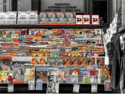 This Omaha, Nebraska newsstand screams for a "color"-man. This is the result of quite a few hours work. View full size.
