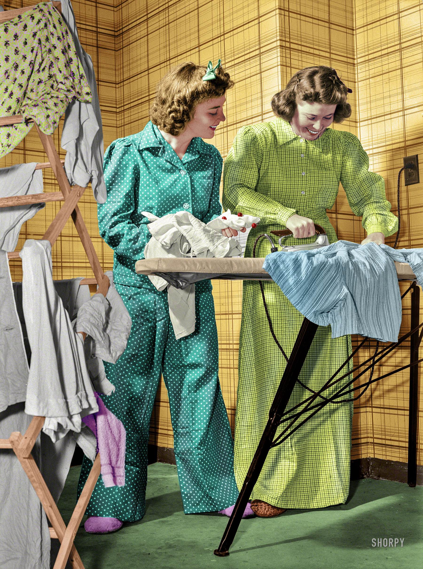 Colorized from this Shorpy original. I really liked this picture. Their smiles look just as good in color as they do on B&W. View full size.