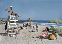 Colorized from this Shorpy original. Alantic Beach, Long Island, New York. What a fun filled day they must have had. View full size.