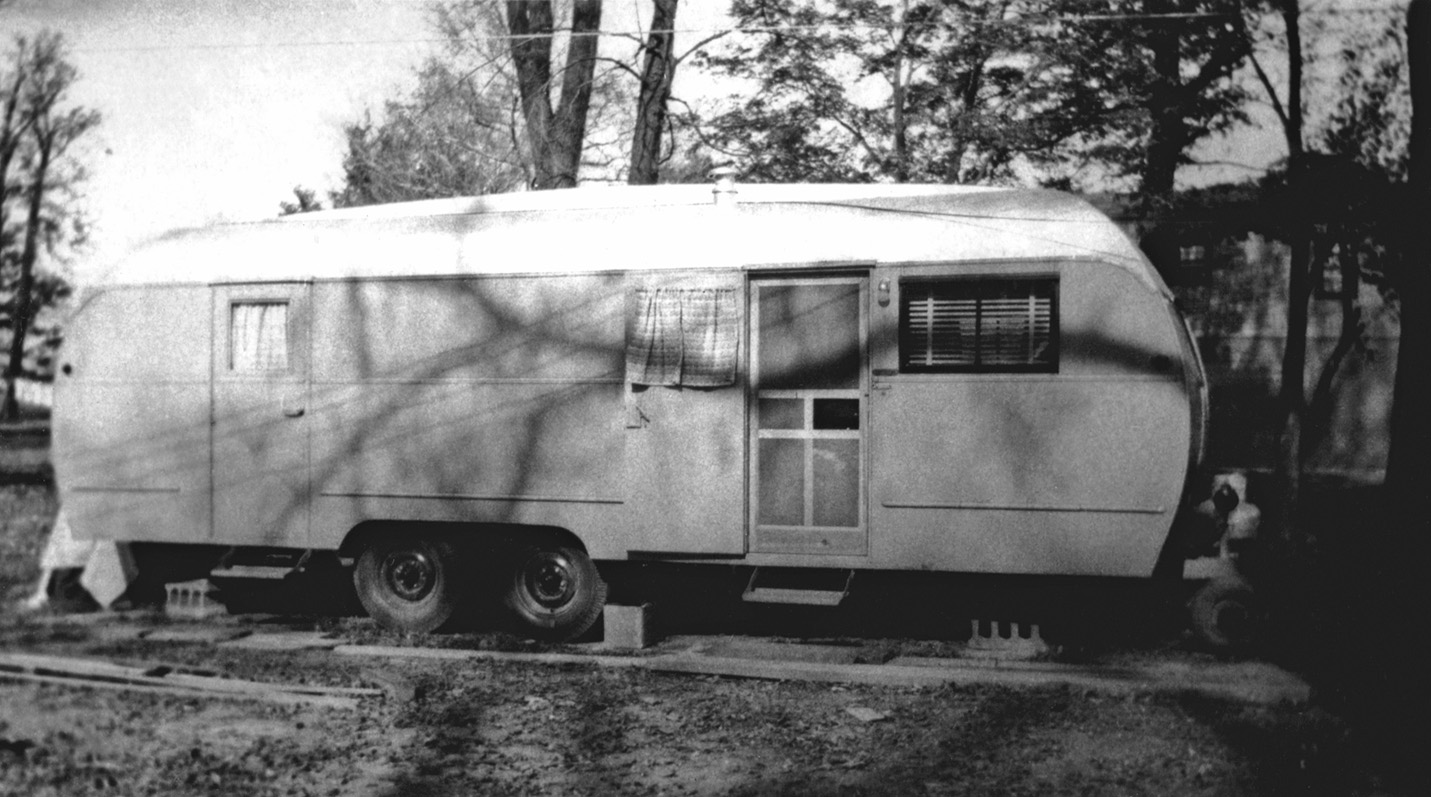 Going through old photos from my mother-in-law. This one labeled "New Trailer, 1947," taken in Flint, Michigan. View full size.