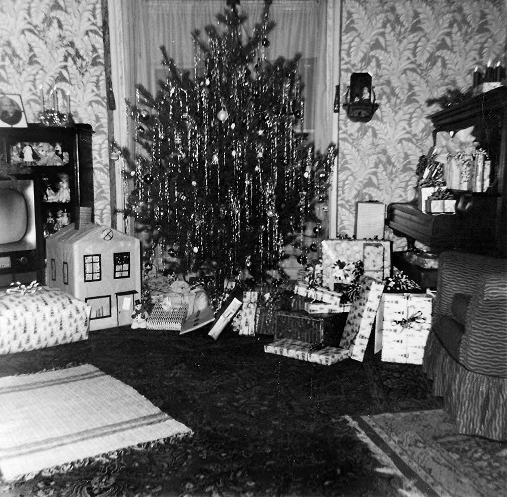 The day before Christmas, 1958, and all the presents are wrapped. There is three inches of snow outside the window of our house on Washington Street in Freeport, Illinois. View full size.