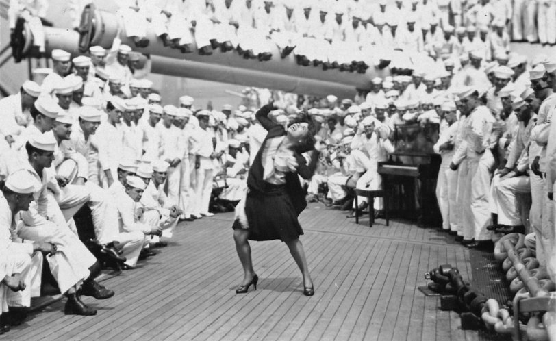 Dancer on a US Navy vessel, no idea who, when, where, which vessel;  Information welcome. View full size.
